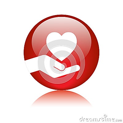 Heart in hand icon button Cartoon Illustration