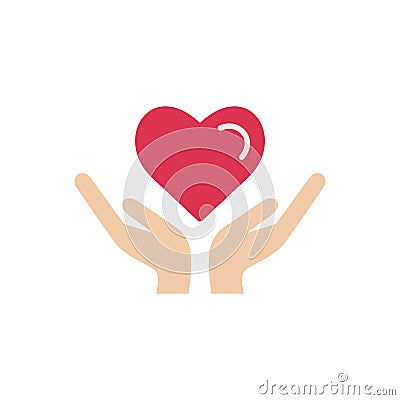 Heart in hand icon vector. Vector Illustration