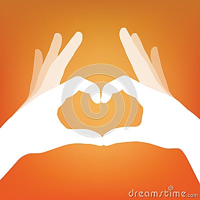 Heart in hand silhouette Vector Illustration