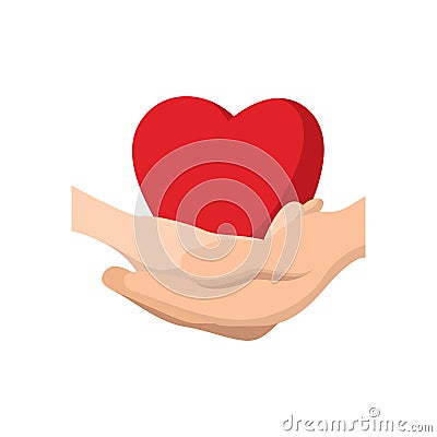 Heart in hands cartoon icon Vector Illustration