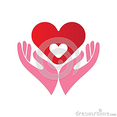 Heart in hands icon Vector Illustration