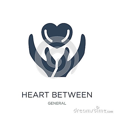 heart between hands icon in trendy design style. heart between hands icon isolated on white background. heart between hands vector Vector Illustration