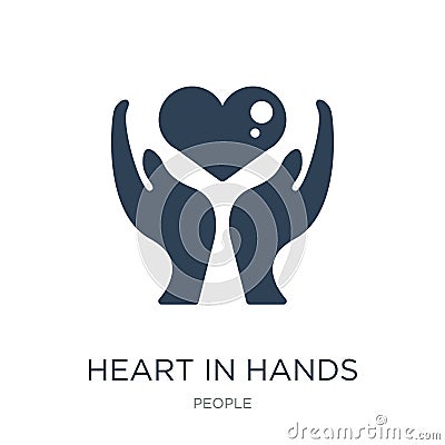 heart in hands icon in trendy design style. heart in hands icon isolated on white background. heart in hands vector icon simple Vector Illustration