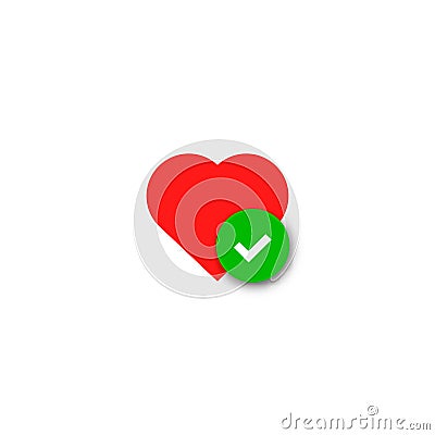 Heart health tick icon Vector Illustration