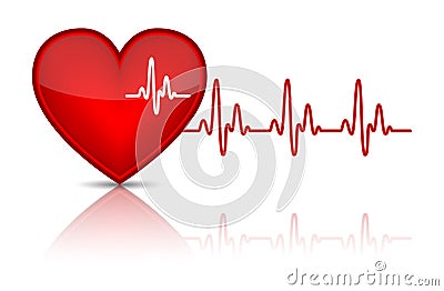 Heart with heartbeat, electrocardiogram Vector Illustration