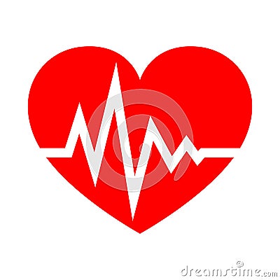 Heart with heartbeat sign. Vector illustration. Cartoon Illustration