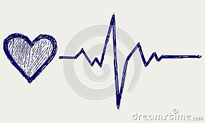 Heart and heartbeat symbol Vector Illustration