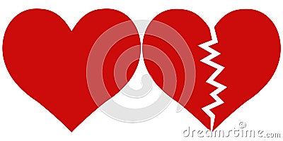 Heart and Heartbreak, love and parting Vector Illustration