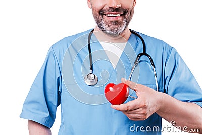 Heart in his hand. Stock Photo