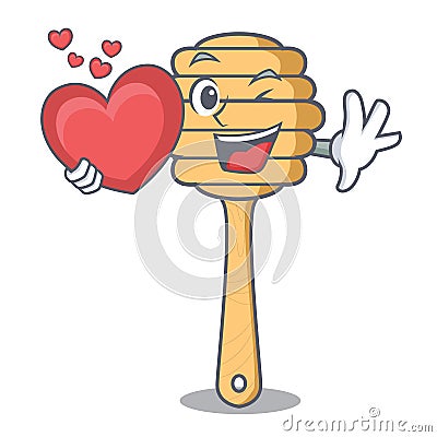 With heart honey spoon mascot cartoon Vector Illustration