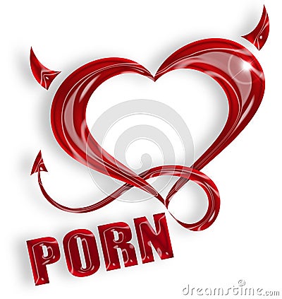 Heart with horns and tail Stock Photo