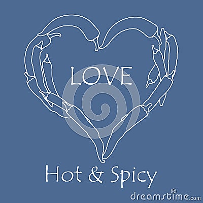 Heart of hot chilli peppers. Valentine's Day Vector Illustration