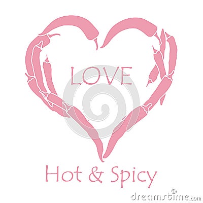 Heart of hot chilli peppers. Valentine's Day Vector Illustration