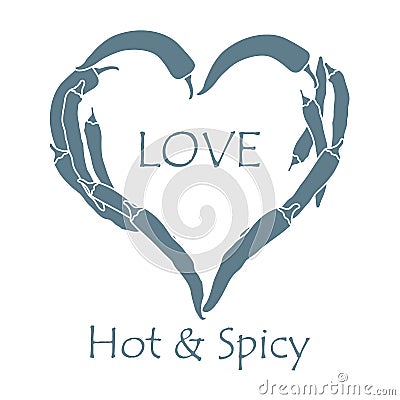 Heart of hot chilli peppers. Valentine's Day Vector Illustration