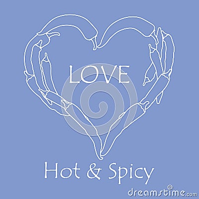 Heart of hot chilli peppers. Valentine's Day Vector Illustration