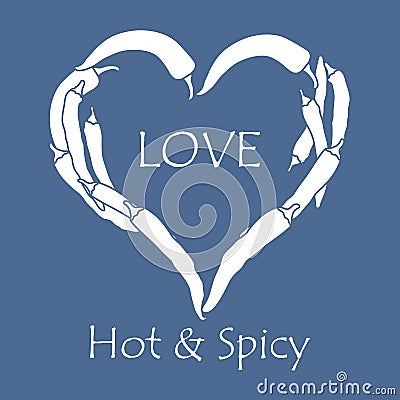 Heart of hot chilli peppers. Valentine's Day Vector Illustration