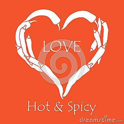 Heart of hot chilli peppers. Valentine's Day Vector Illustration