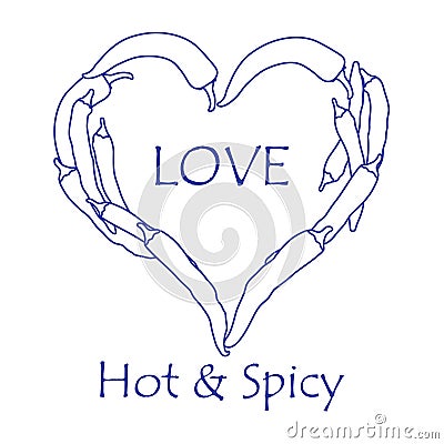 Heart of hot chilli peppers. Valentine's Day Vector Illustration