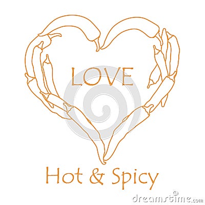 Heart of hot chilli peppers. Valentine's Day Vector Illustration