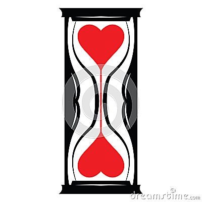 heart hourglass abstract Flat Color Icon Template Vector Illustration