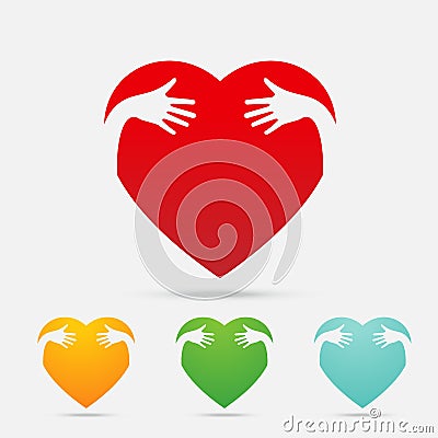 Heart Hug four color on white background Vector Illustration