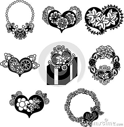 The icons of heart objects Vector Illustration