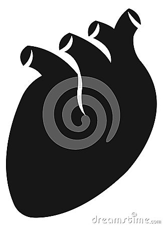 Heart icon. Black human organ. Anatomy sign Vector Illustration