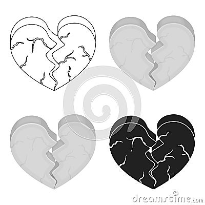 Heart icon in cartoon style on white background. Romantic symbol stock vector illustration. Vector Illustration