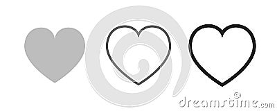 Heart icon collection. Live stream video, chat, likes. Social media Stock Photo