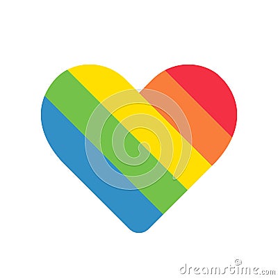 Heart icon with colorful rainbow stripes on white background Vector Illustration