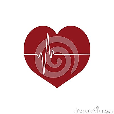 Heart icon with heartbeating line white background Vector Illustration