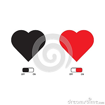 Heart icon on off button concept design on white background suitable for promotion. vector illustration Cartoon Illustration