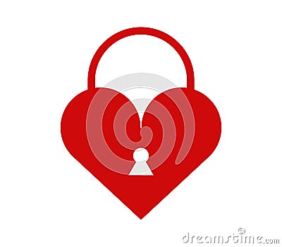 Heart icon with padlock illustrated Stock Photo