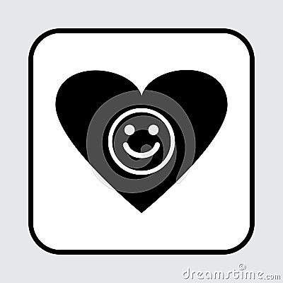 Heart icon. Positive smile in heart. Vector illustration Cartoon Illustration