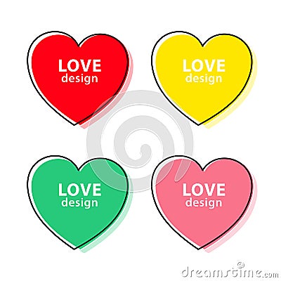 Heart icon set, love symbol. Valentine. Heart of love. Vector illustration Vector Illustration