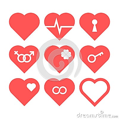 Heart Icon Set Vector Illustration