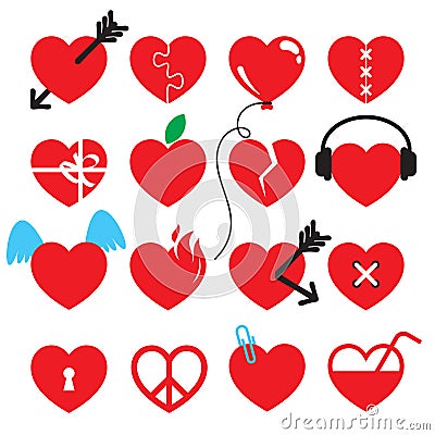 Creavive heart icon set. Vector Illustration