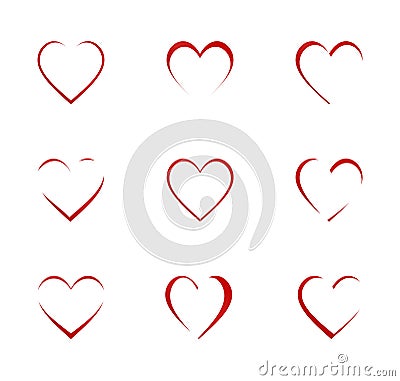 Heart Icon Set Vector Illustration