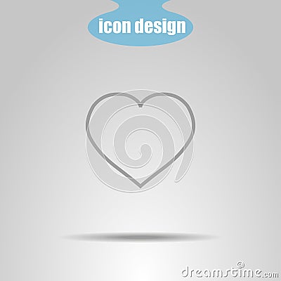 Heart icon with shadow in gray. Vector illustration Vector Illustration