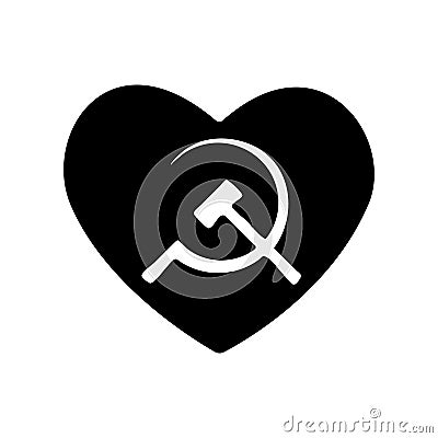 Heart icon. A symbol of love. Valentines day with the sign of hammer and sickle. Flat style for graphic and web design, logo. Vect Vector Illustration