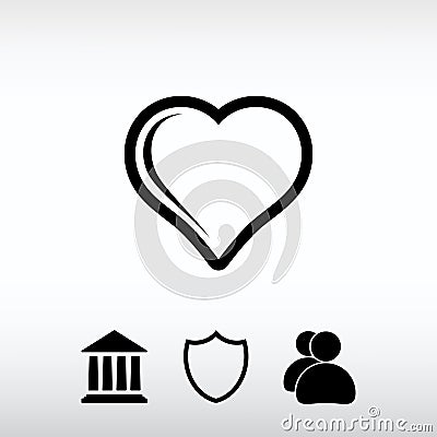 Heart Icon, vector illustration. Flat design style Vector Illustration