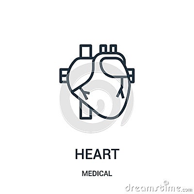 heart icon vector from medical collection. Thin line heart outline icon vector illustration. Linear symbol for use on web and Vector Illustration