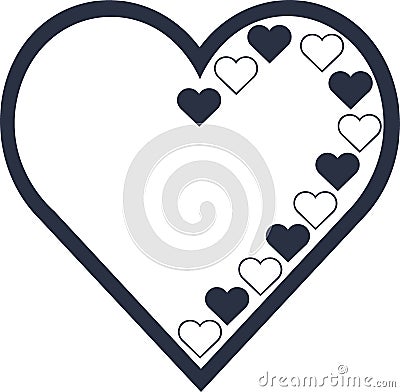 Heart vector outline and full Vector Illustration