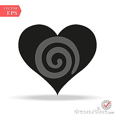 Heart Icon Vector. Perfect Love symbol. Valentine`s Day sign, emblem isolated on white background with shadow, Flat style for gra Stock Photo