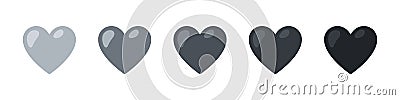 Heart icons. Black icons of heart. Hearts of diferent shades. Vector illustration Vector Illustration