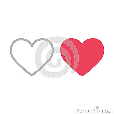 Heart icons. Filled and outline like symbols Vector Illustration