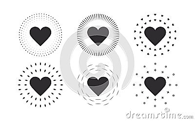 Heart icons. Hearts with different effects. Hearts of various shapes. Vector scalable graphics Stock Photo