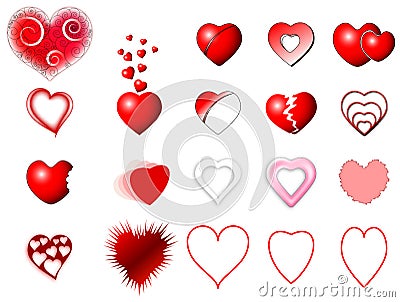 Heart icons set Vector Illustration