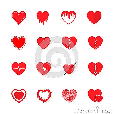 Heart icons set Vector Illustration