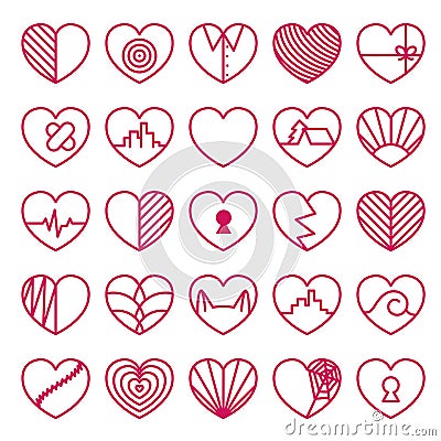 Heart icons set Vector Illustration